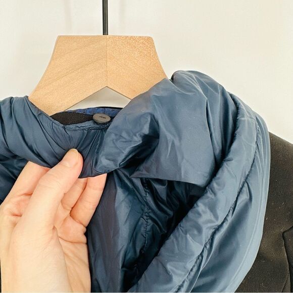 IKKS One Button Blazer With Full Zip Hood Black Navy Blue Women's 36 Small - Picture 7 of 9